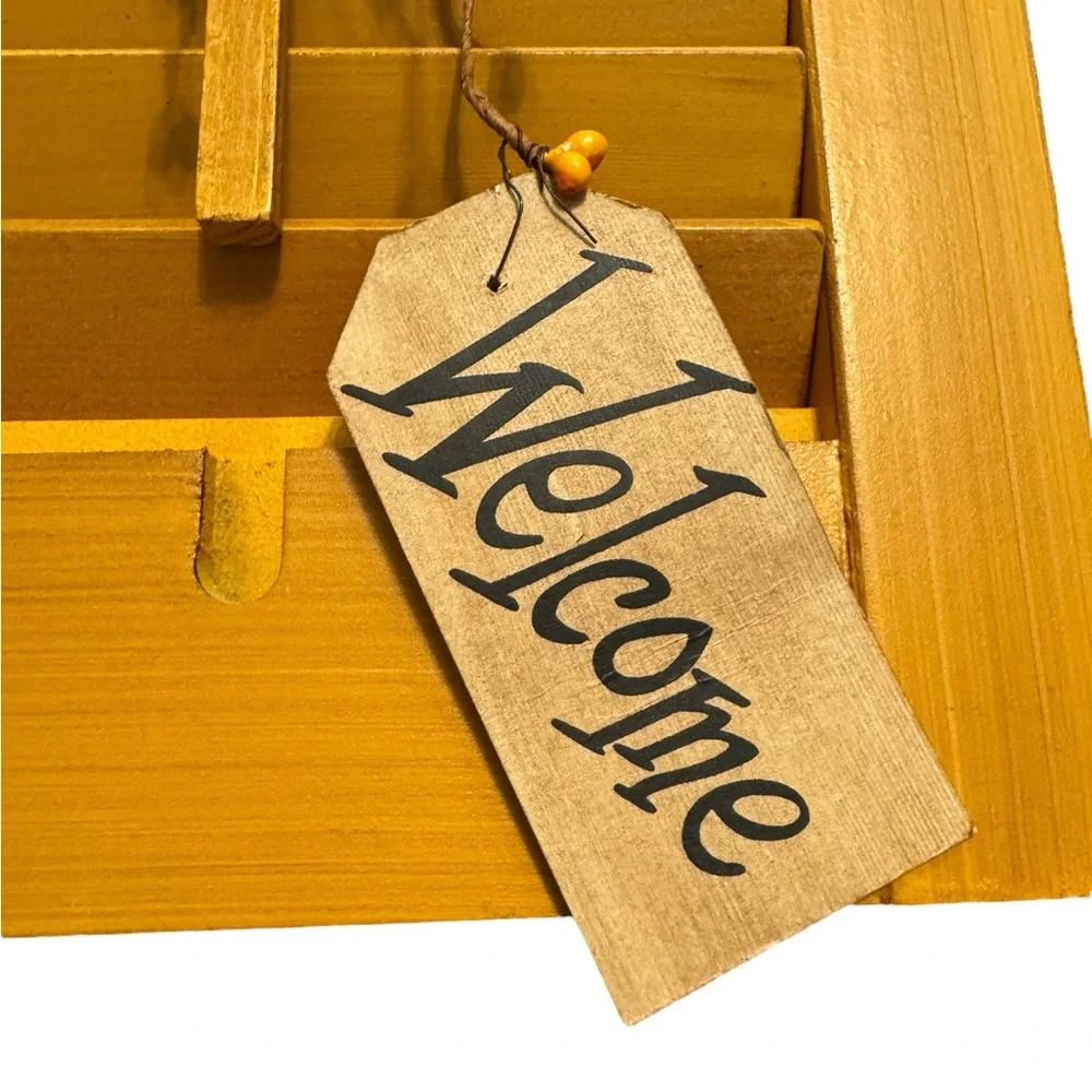 Primitive Rustic Wooden Shutter‎ Wall Decor with Star and Welcome Tag